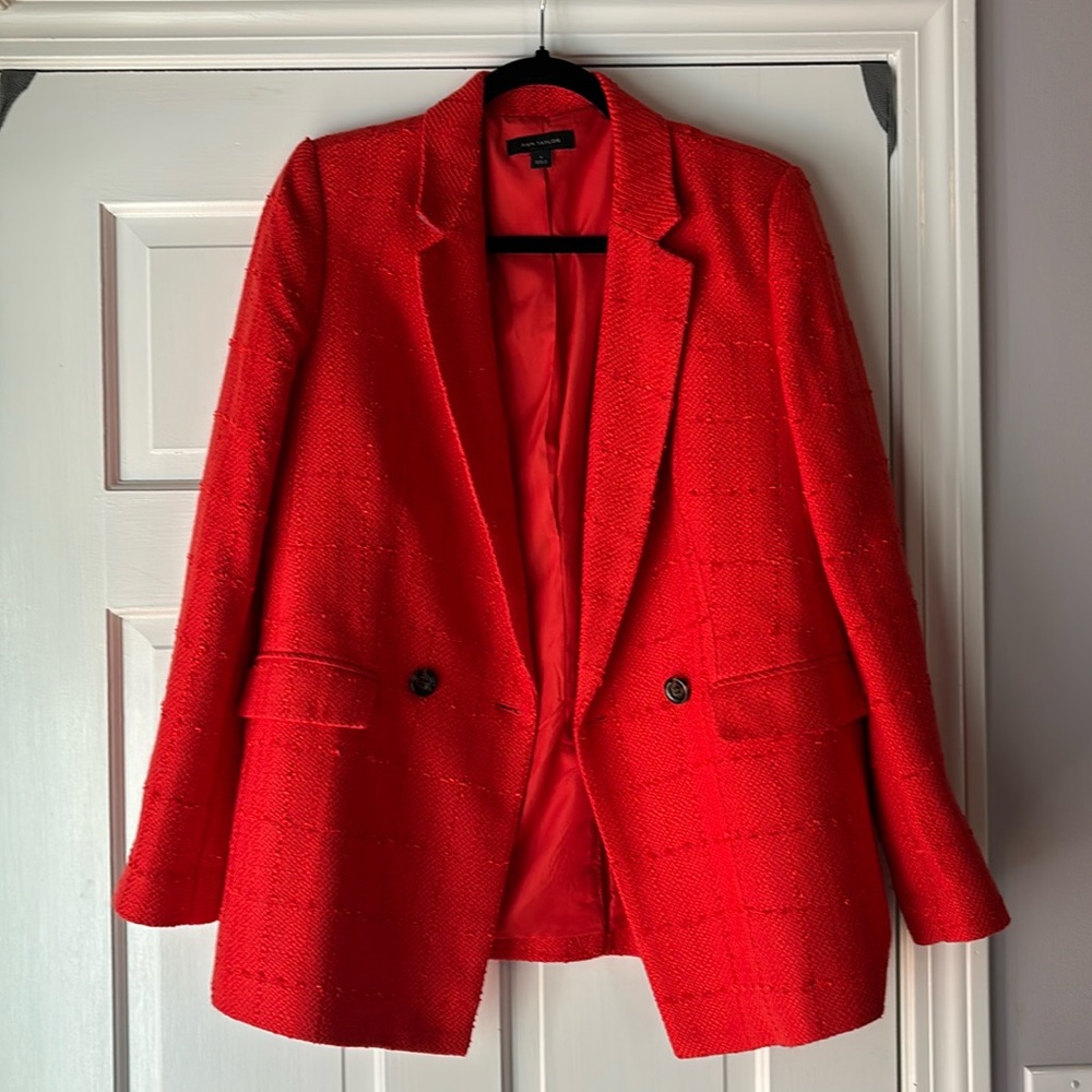 Orange Tweed Ann Taylor oversized blazer size 6